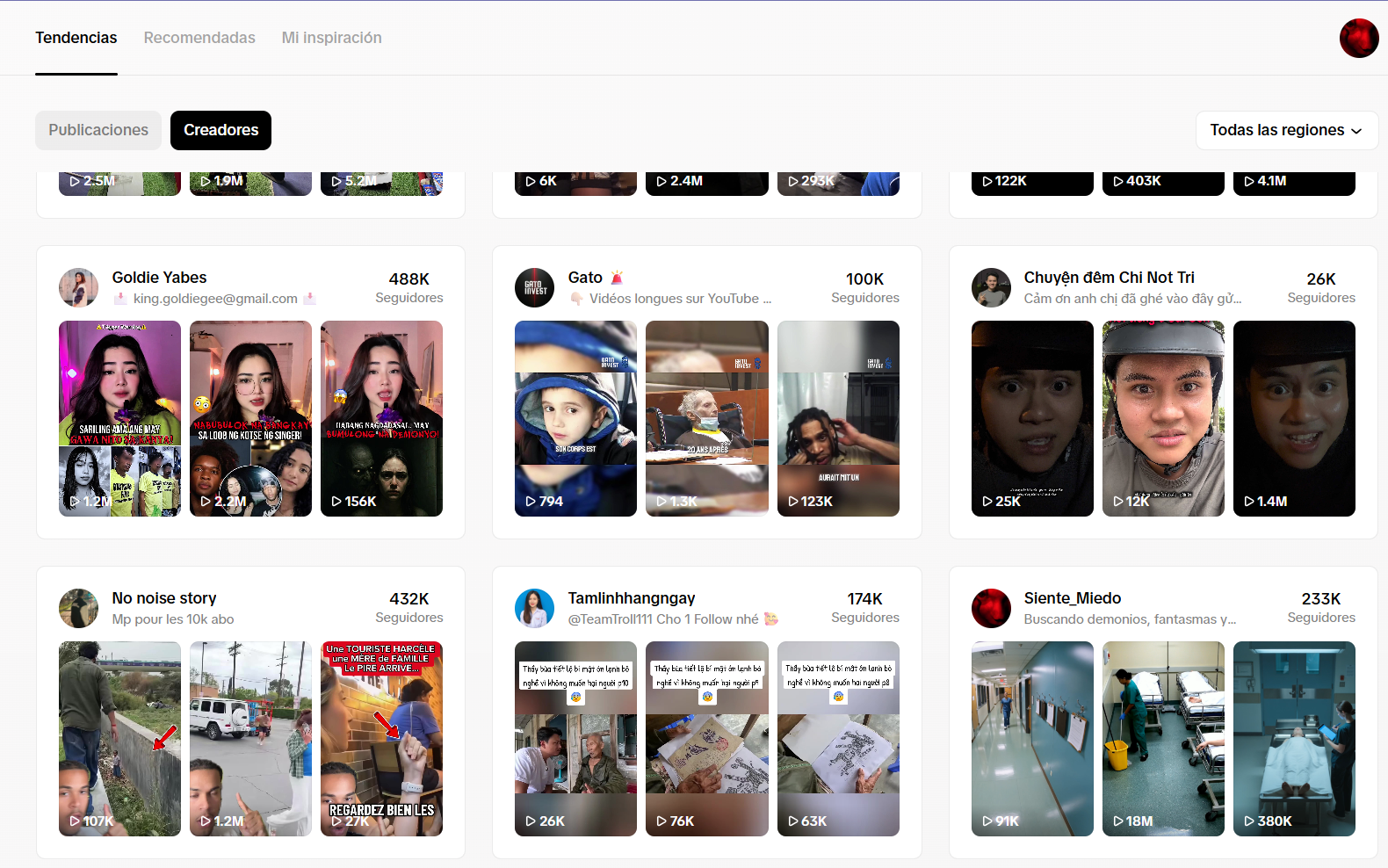 Siente_Miedo en tendencias de TikTok España con 233.000 seguidores